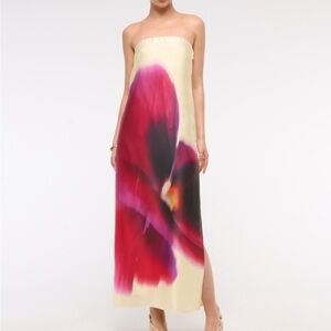 Abercrombie & Fitch White and Pink Strapless Sheath Dress- brand new